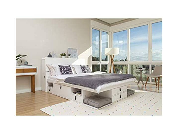 Memomad Bett mit Stauraum Bali 140x200 Kiefer & MDF Weiß + Lattenrost Maximaler Stauraum: dieses Doppelbett ist platzsparend, schön, nachhaltig & langlebig