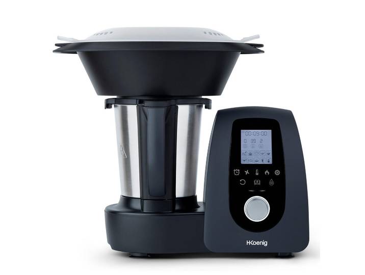 HKoenig Kochmaschine HK8 Schwarz, 30+ Kochfunktionen, 10 Geschwindigkeiten, einstellbare Temperatur bis zu 4 Zubereitungen gleichzeitig, Metall, 48.8x44x30 cm, Kochgeschirr, Küchengeräte, Küchenmaschinen