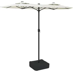 vidaXL Doppel-Sonnenschirm mit LED-Leuchten Sandweiß 316x240 cm