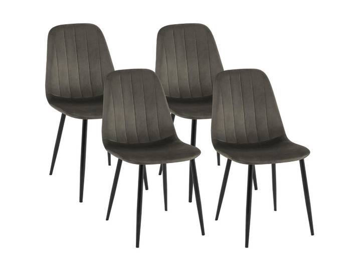 CLP Stuhl 4er Set Samt anthrazit, Anthrazit, Metall, 45x88x54 cm, Esszimmer, Stühle