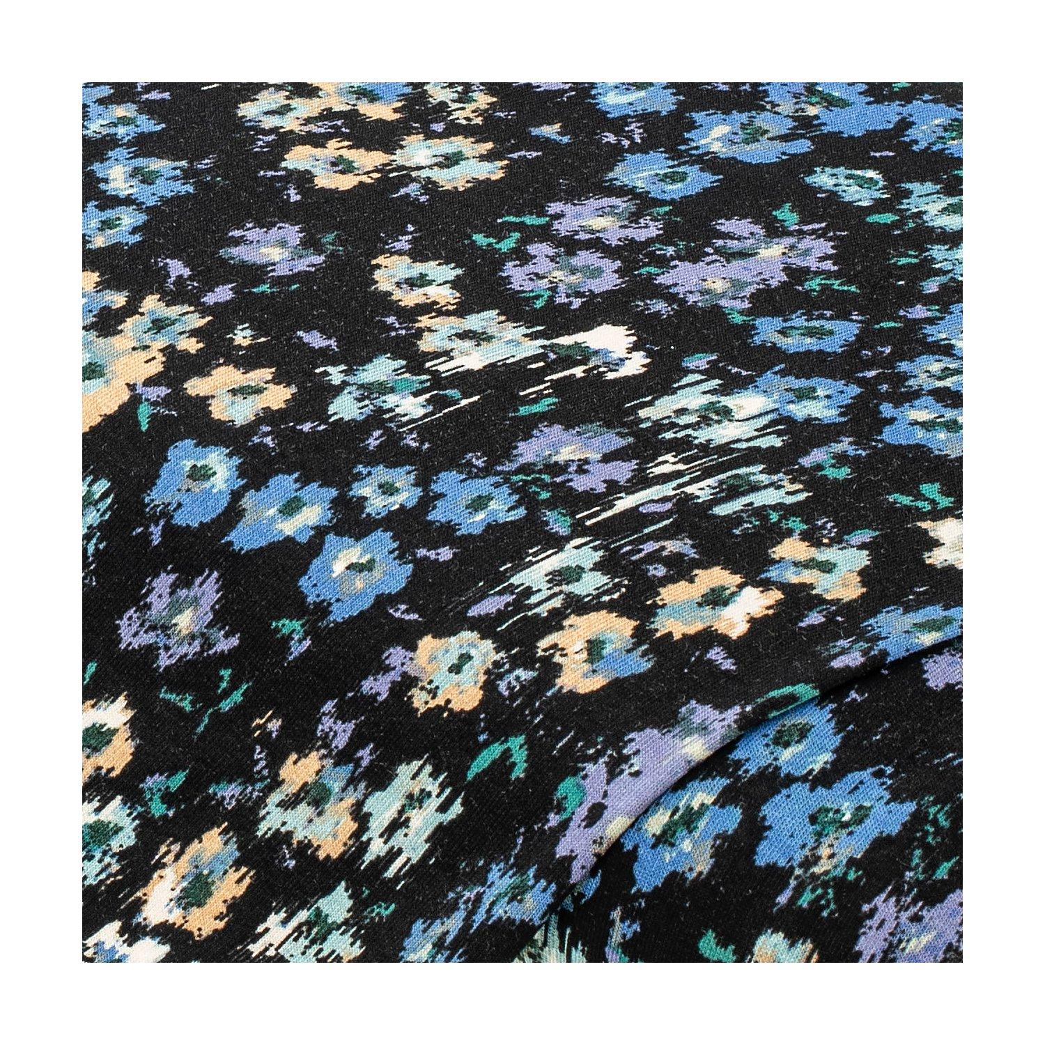 Viskose-Jersey "Aquarell-Blumen", schwarz-color