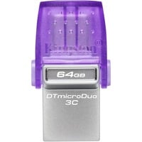 DataTraveler microDuo 3C 64 GB, USB-Stick violett/transparent, USB-A 3.2 Gen 1, USB-C 3.2 Gen 1