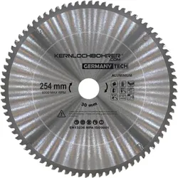 Kreissägeblatt Ø 254x30mm HM (TCT) - Hartmetall Sägeblatt für Aluminium/Kunststoff, 80 Zähne, für Handkreissäge/Kappsäge/Tischkreissäge/Gehrungssäge