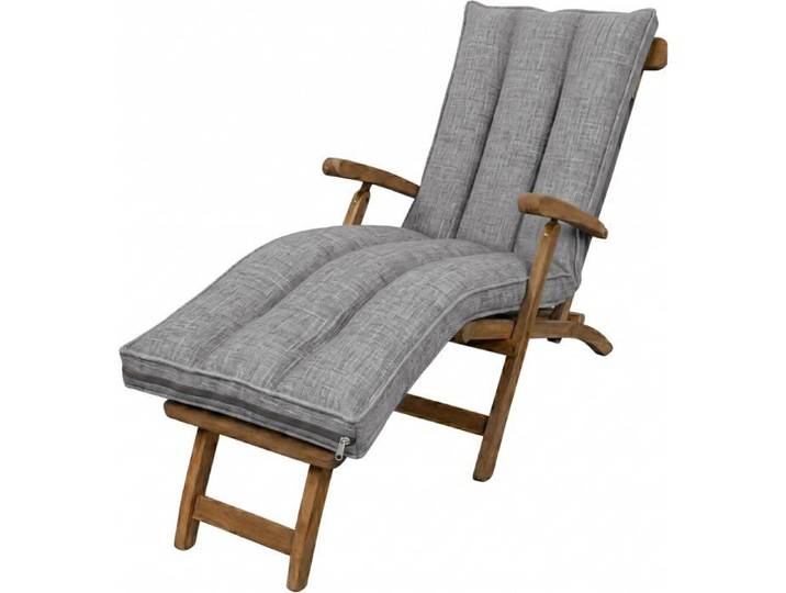 Coussin bain de soleil déhoussable en mousse 15 cm - 190x60x15 cm housse lavable en machine gris foncé pour jardin extérieur