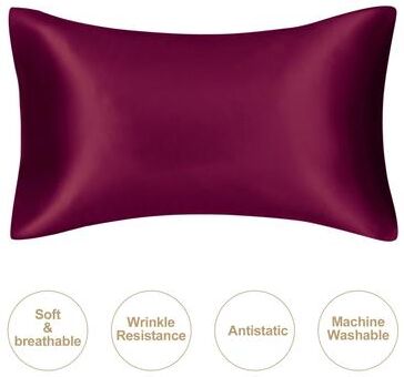 Inspire Select Silky Satin Pillowcase For Hair And Skin, Soft Mulberry Style Pillow Case Standard Queen King, Wrinkle Free burgundy queen 19.69 X 29.53 In