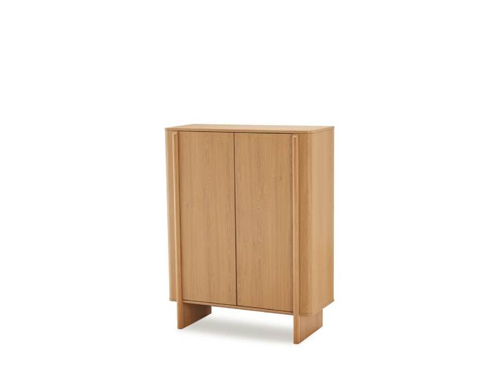 Buffet haut de 100 cm avec portes en chêne naturel