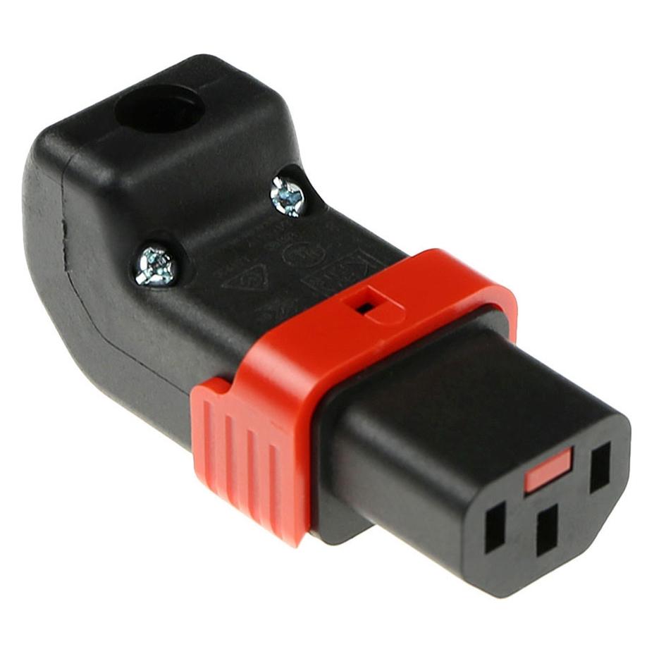 ACT C13 IEC Lock+ rewireable up or down angled connector black, PA130100DBK (SFO67A)
