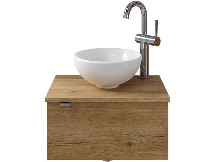 Waschtisch SAPHIR Serie 6915 Waschschale mit Unterschrank für Gästebad, Gäste WC , braun (halifax eiche, halifax eiche, halifax eiche quer nb), B:51cm H:39,8cm T:35cm, Waschtische, Waschtisch, 51 cm breit, 1 Tür, Waschtischplatte, kleine Bäder, ohne Armatur