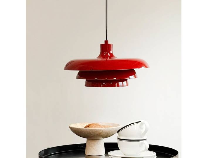 Suspension Ava rouge foncé, métal, Ø 31 cm - Dyberg Larsen - Salle à manger - Design - À ampoule unique