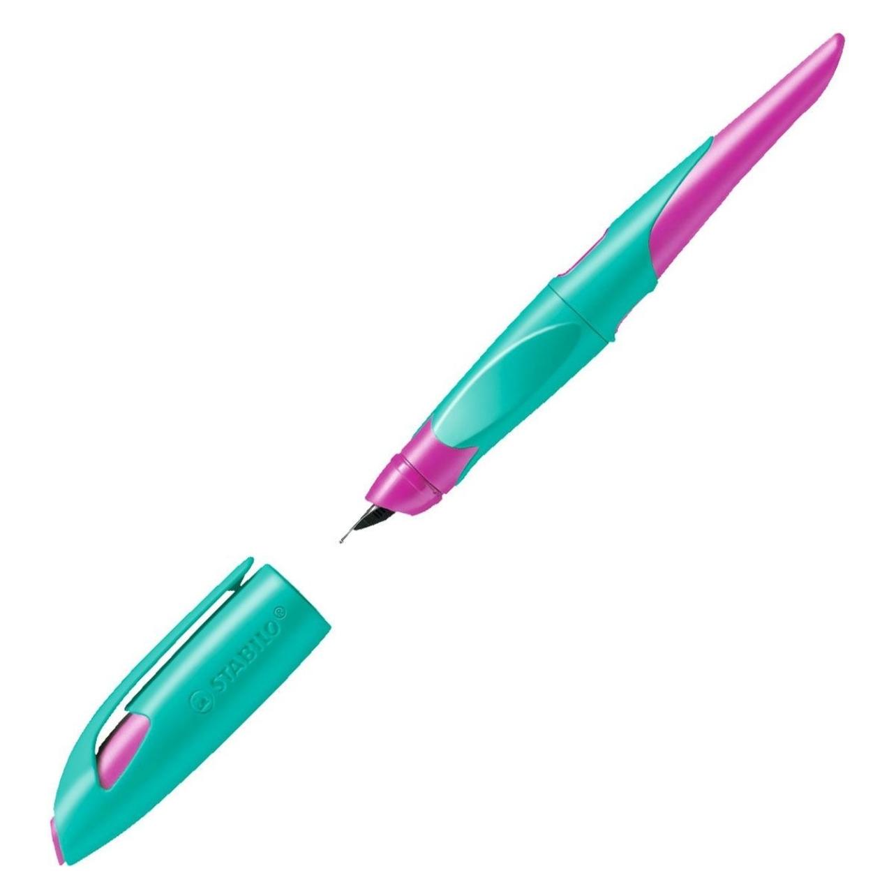 Stabilo Füllhalter EASYbirdy R, Rechtshänder,türkis/neonpink Federbreite: A, ergonomischer Schulfüller, rut (1x) (5014/1-41)