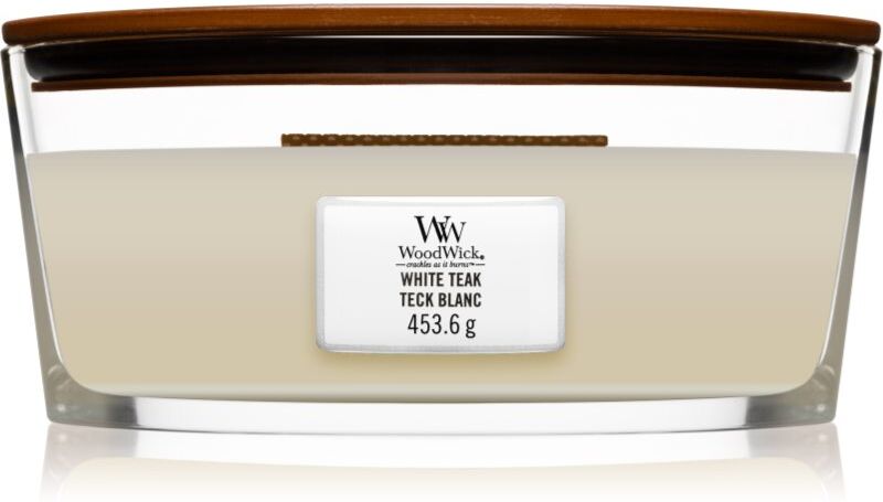 Woodwick White Teak bougie parfumée avec mèche en bois (hearthwick) 453.6 g