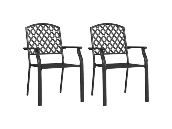 KTHLBRH Stühle für den Außenbereich, stapelbar, 2 Stück, Stahl, Anthrazit Netz-Design, Verwendung im Innen- und Außenbereich, maximale Belastung 110 kg, Armlehnen, einfache Montage, platzsparend