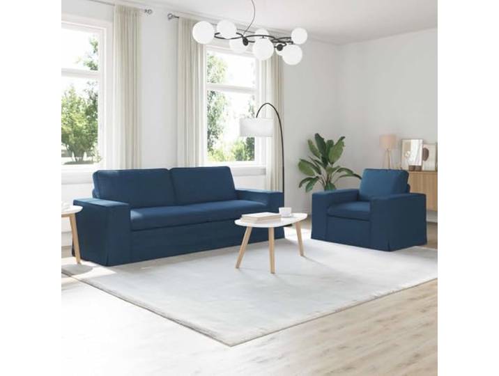 KGHERMDF Modulares Sofa Set 2 STK Blau Stoff mit Metallrahmen Schaumstoffpolsterung, Holzwerkstoff-Armlehnen, Kunststofffüße, flexible Konfiguration, pflegeleichte Oberfläche