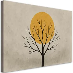 LEINWANDBILD Baum Sonne Minimalismus Beige 90x60cm