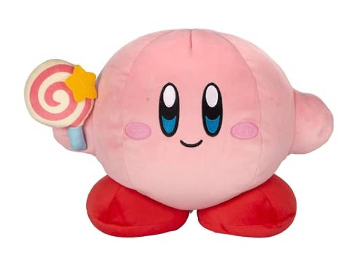 Club Mocchi Mocchi Kirby-Mega-pluche figuur met onoverwinnelijke toverstaf 38,1 cm, Kirby-verzamelspeelgoed voor kinderen vanaf 3 jaar