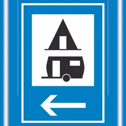 Campingplatz links Schild A6 (105x148mm)