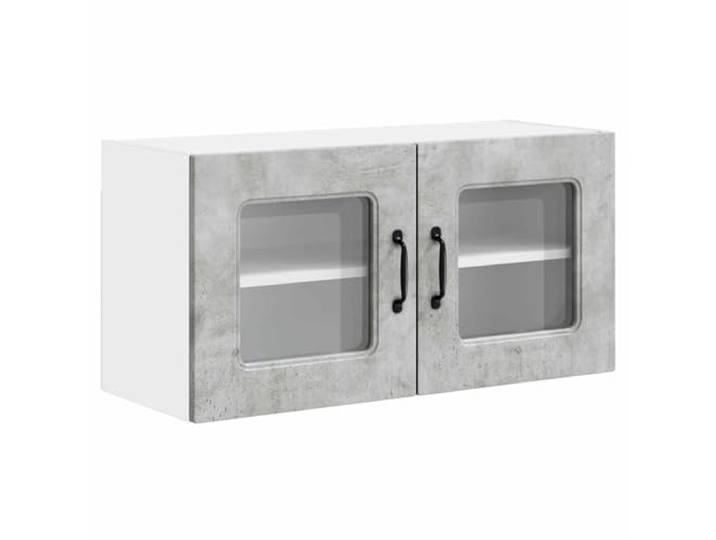 fsahslih Küchen Wandschrank Betongrau Holzwerkstoff 80 x 31 x 40 cm Stabiler Hängeschrank für Küche und Essbereich aus Holzwerkstoff mit zwei Türen und zwei Fächern für Teller und Tassen.