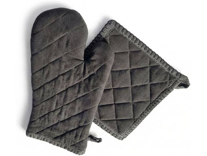 Topfhandschuhe HOME AFFAIRE Handschuh & Topflappen Set grautöne , grau, B:20cm L:20cm, Baumwolle, Topflappen, Topfhandschuhe