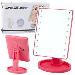 Kosmetikspiegel 16 LED Dioden mit Ständer verstellbar Rosa