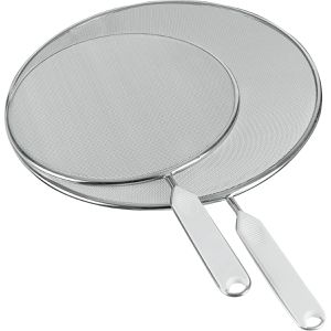 Metaltex Spritzschutzdeckel silber, aus Aluminium, mit Griff, 2er Set, Ø 21 cm und 29 cm