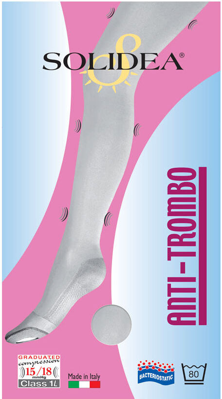Solidea Calza Anti-Trombo Autoreggente a Compressione Graduata 15/18 mmHg Bianco Taglia L