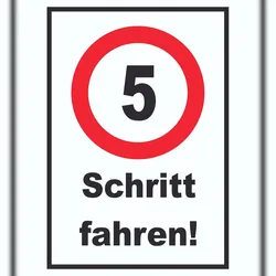 HB-Druck Schritt fahren 5 km/h Schrittgeschwindigkeit Schild Langsam fahren A2 Rückseite selbstklebend