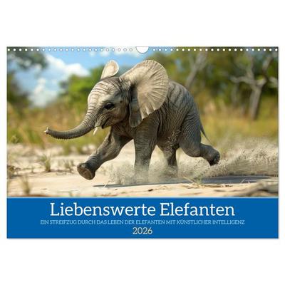 Liebenswerte Elefanten (Wandkalender 2026 DIN A3 quer), CALVENDO Monatskalender