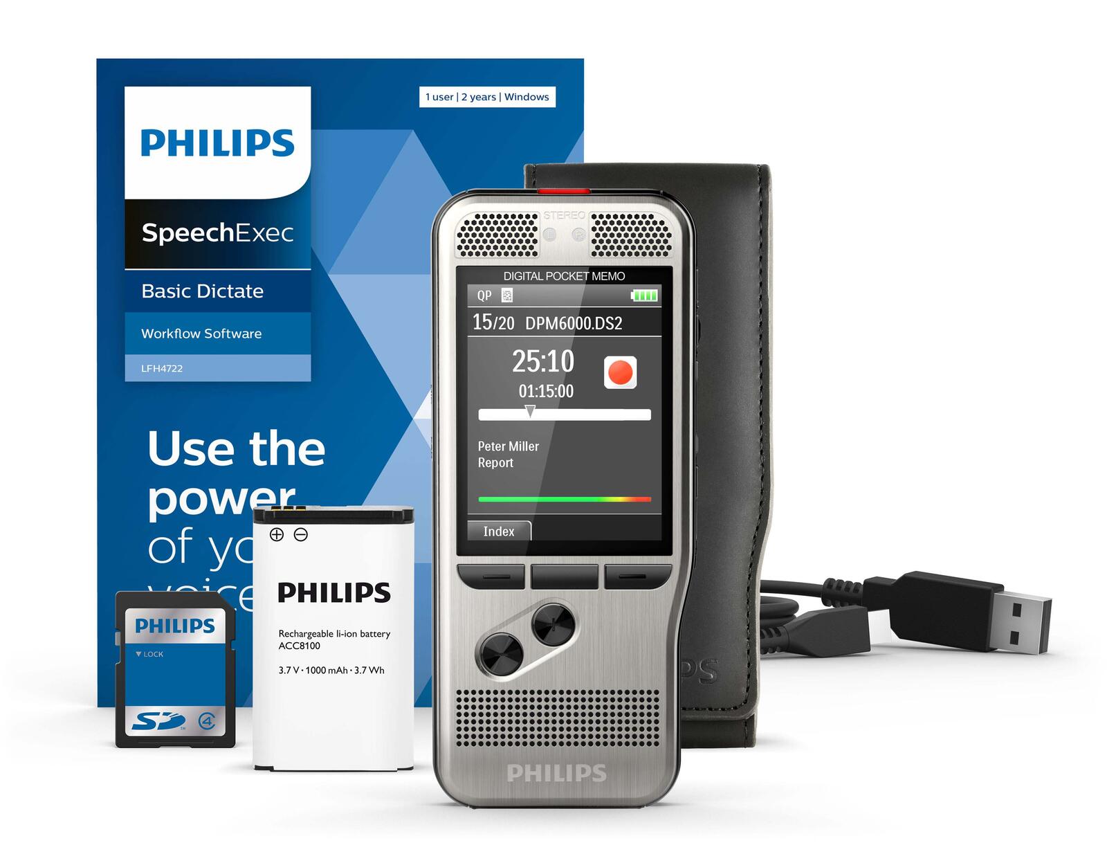 PHILIPS PocketMemo DPM6000 digitales Diktiergerät 4 GB DPM6000/02