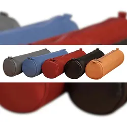Clairefontaine 8x Age Bag, rundes Schlampermäppchen aus Leder, 21xØ6 cm - Sortiert 77015C