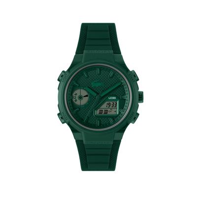 Quarzuhr LACOSTE "LC33", grün (dunkelgrün), Armbanduhren, Herren, Quarzuhr, Quarzuhr, Armbanduhr, Herrenuhr, Silikonarmband, analog, digital, Tag
