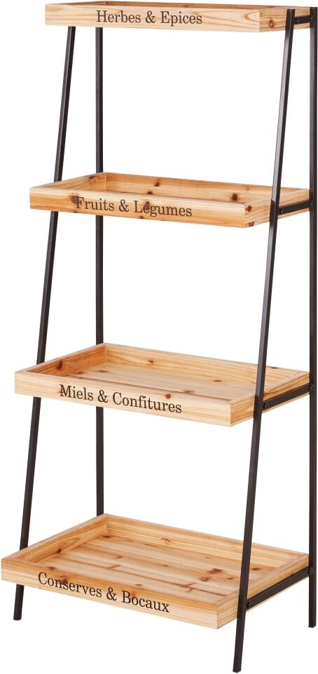 Maisons du Monde Étagère en métal noir et sapin Marron 52x127x30cm