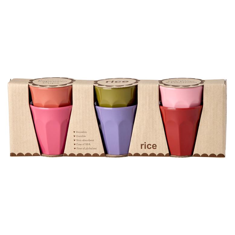 Rice - Melamine Espresso Cups - Assorted Solid Colors - 80 ml (MELCU-6ZEAW26)