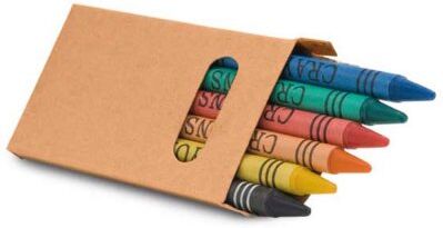 Pastelli a cera colorati 6 pezzi in scatola di carta  X Personalizzate o neutre