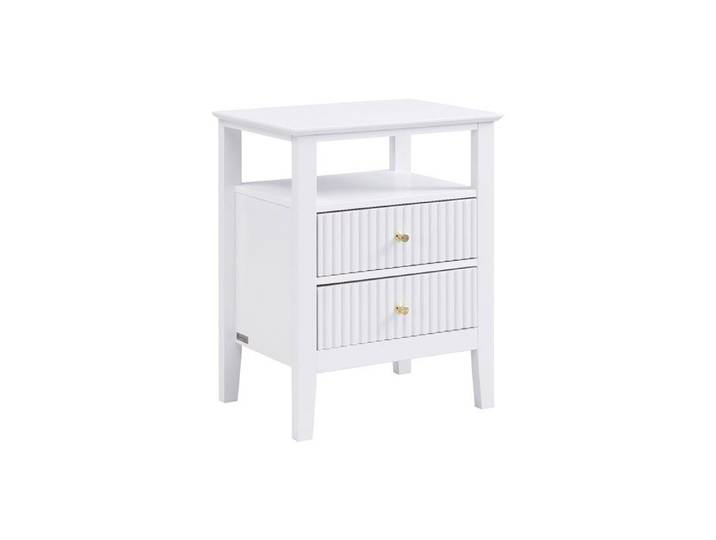 Table de chevet 2 tiroirs et 1 tablette - MDF - Blanc- NIRIVA