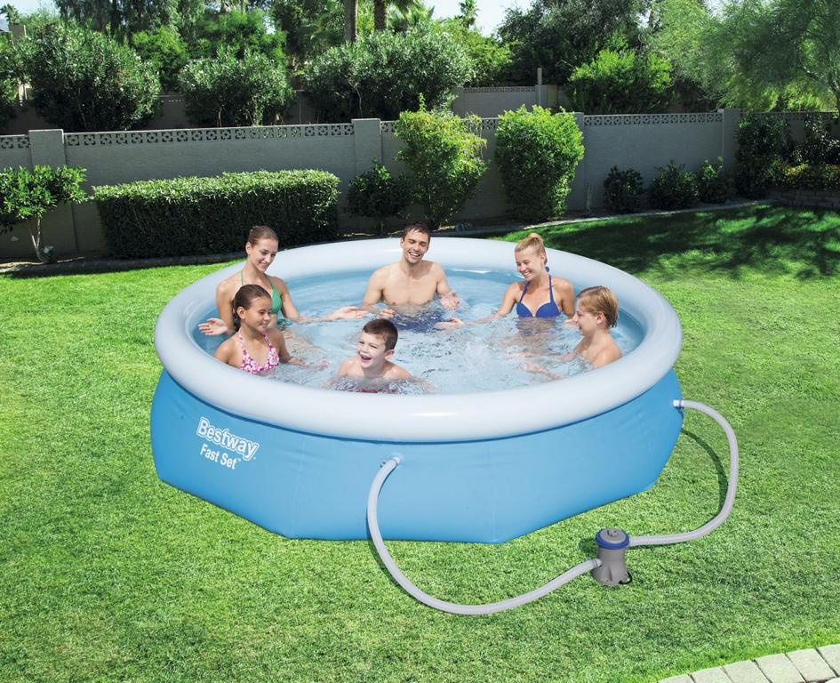 BESTWAYDEUT Fast Set Pool Ø 305x76 cm mit Filterpumpe 12V 10005680