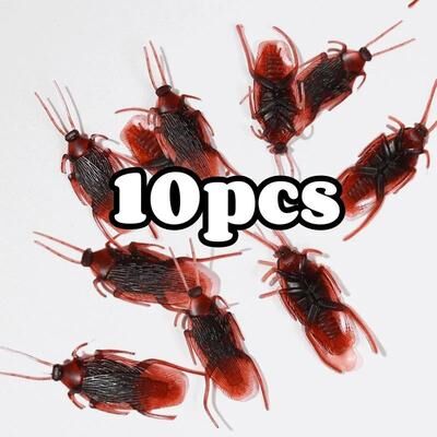 Uplifted Finds 50 Piece Realistic Fake Cockroaches Set Funny Prank Toy Bugs cockroach 10 Pcs
