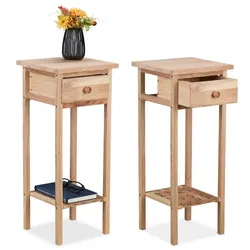 Relaxdays Telefontisch Holz 2er Set Hellbraun