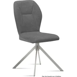 ESSZIMMERSTUHL (6er-Set) Dorthy 51x92x60 Edelstahl/Grau