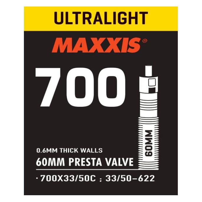 Maxxis Ultralight Schlauch 700 x 33/50 SV Ventil 60 mm (Presta (SV), 28", 60 mm) (2247)