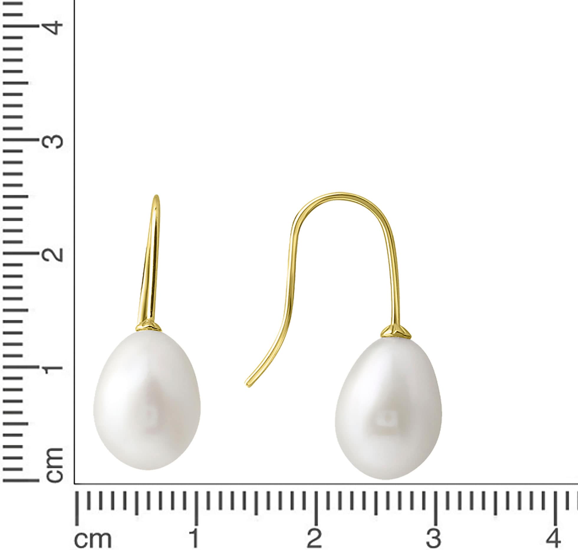 Paar Ohrhaken FIRETTI "Schmuck Geschenk, Ohrringe, Gold 375", gold (gelbgoldfarben, weiß), Ohrringe, Damen, Gelbgold 375 Perlen, Gelbgold 375, Perlen, Paar Ohrhaken, mit Süßwasserzuchtperle