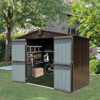 Jims Maison 10 ft. W x 8 ft. D Metal Storage Shed with Double Door (80 sq. ft.)