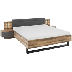 Bettanlage mit Beleuchtung Swindon , holzfarben , Maße (cm): B: 289,4 H: 96,3 T: 215.4