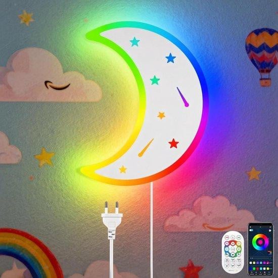 Decoratieve Maanlamp Wandlamp met Kleurverandering en App-bediening - Wit - 24 x 10 cm