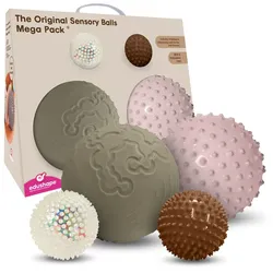 Sensorikbälle Set 4-tlg Ø 6 cm, verschiedene Strukturen, Kunststoff, Boho Chic - edushape - Für Kleinkinder, fördert Tastsinn
