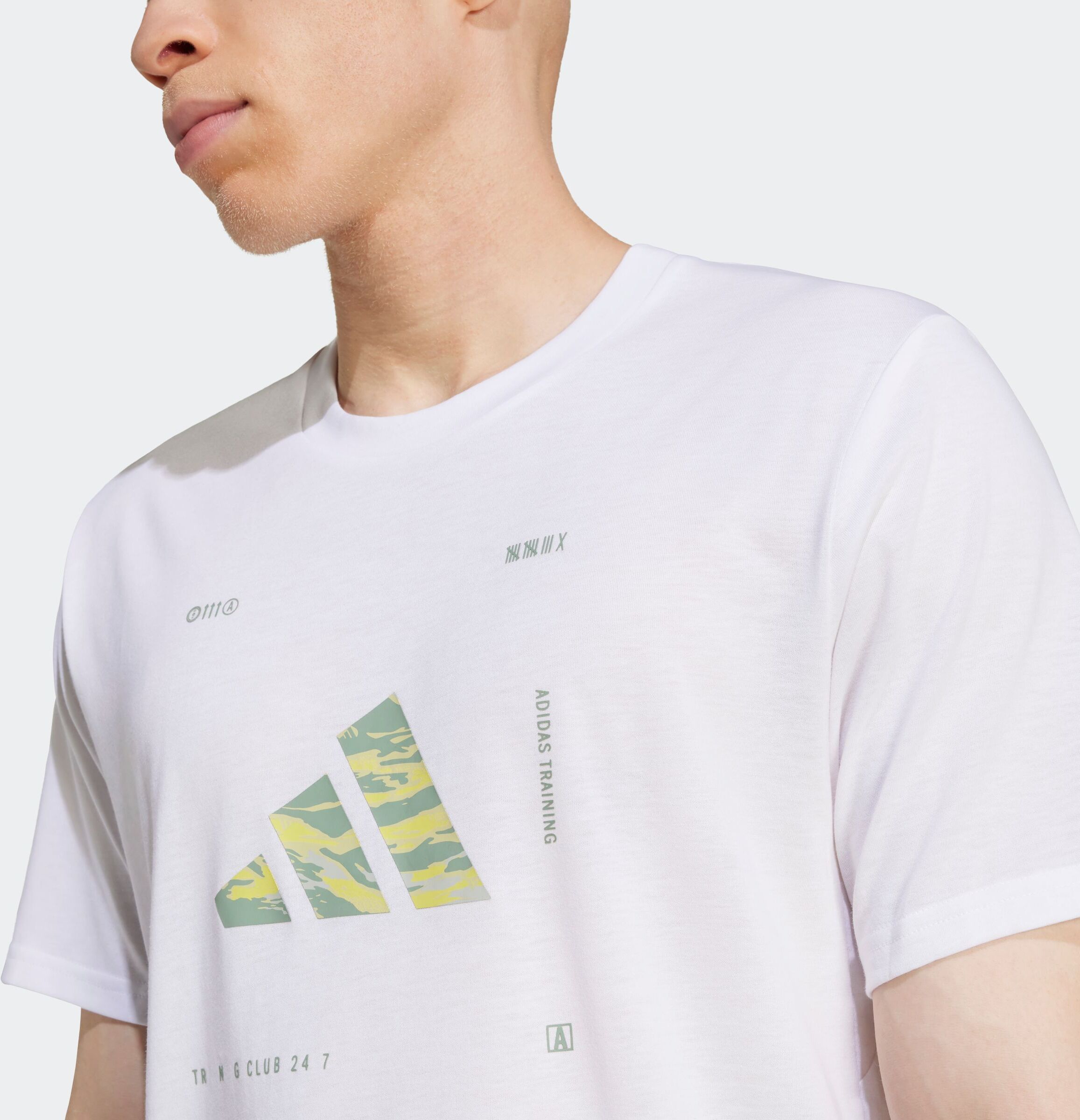 T-Shirt ADIDAS PERFORMANCE "CLIMACOOL TRAINING CAMO LOGO GRAPHIC", Herren, Gr. M, weiss (weiß), Obermaterial: 70% Polyester, 30% Baumwolle, Shirts T-Shirt, Trainingsshirt mit CLIMACOOL, Logo mit Camoprint weiß M