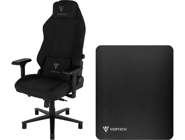 Vortech Prestige Plus Gamestoel Zwart + Vortech Vloermat Zwart
