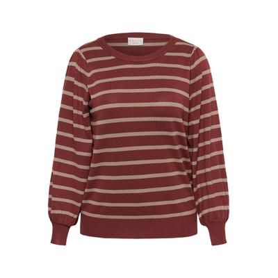 Strickpullover KAFFE CURVE "Damen Strickpullover KClizzy", Damen, Gr. S, braun (port with deser taupe stripe), Pullover Strickpullover