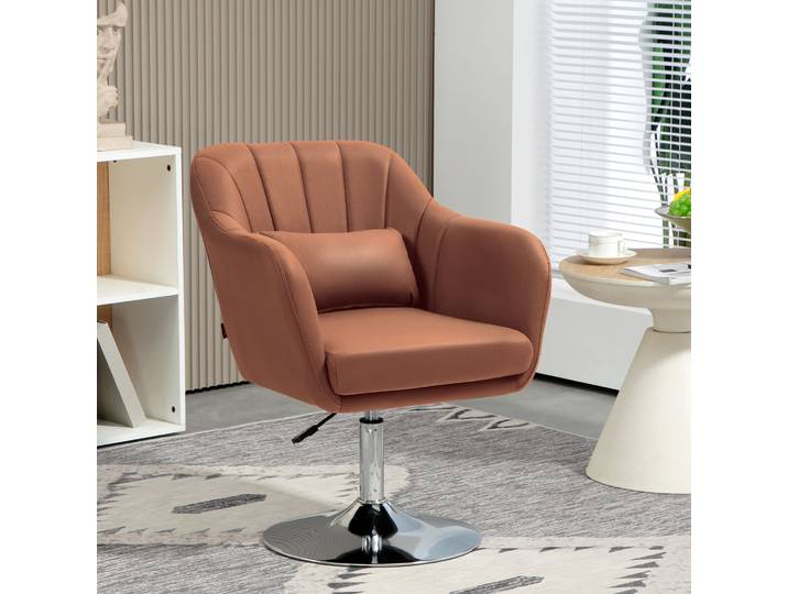 HOMCOM Fauteuil Pivotant 360° Réglable Métal Marron