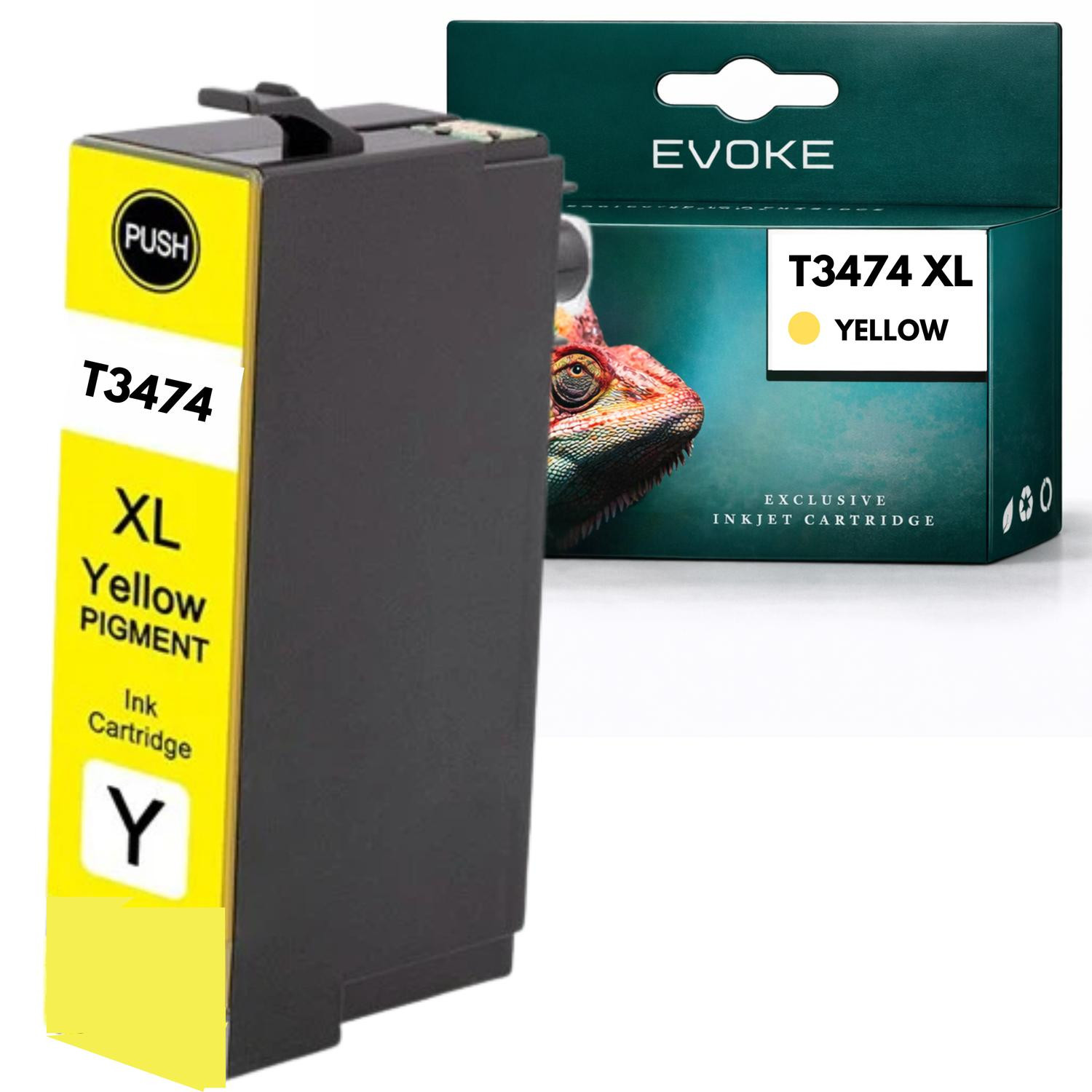 Evoke compatibele inktcartridges voor Epson T3474 T347XLY, geel, 12 ml, compatibel met WorkForce Pro WF3720DWF en 3725DWF