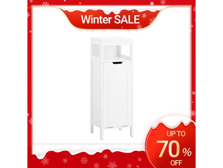 SoBuy BZR122-W armoire à linge avec sac à linge pliable coffre à linge collecteur de linge panier à linge armoire de salle de bain BHT environ. 30x90x30